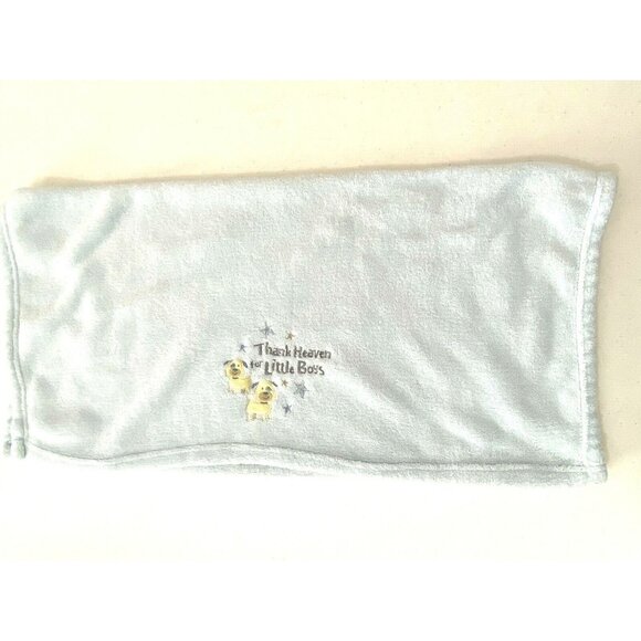 Little Beginnings Boys Super Soft Blue Blanket with Puppies - Picture 3 of 9